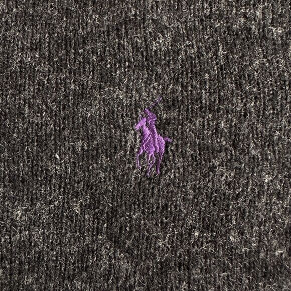 Vintage Polo Ralph Lauren Sweater Mens XL Charcoal 100% Lambswool V-Neck Pony - Picture 5 of 6